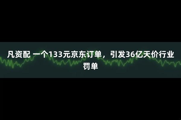 凡资配 一个133元京东订单,引发36亿天价行业罚单
